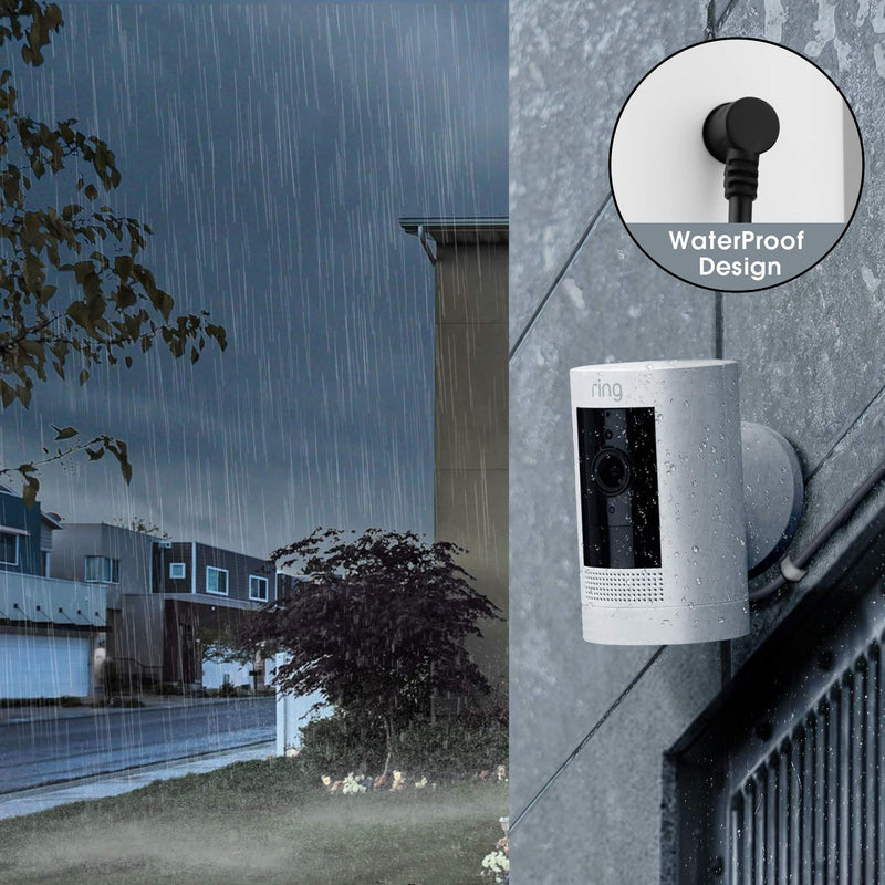 OLAIKE Indoor/Outdoor DC Power Adapter for Ring Spotlight Cam Battery&Ring Stick Up Cam Battery 3rd Gen,Weatherproof Cable(5m/16ft) to Continuously Charge Cam,No Need to Change Batteries,Black （16 ft/5 m）Black