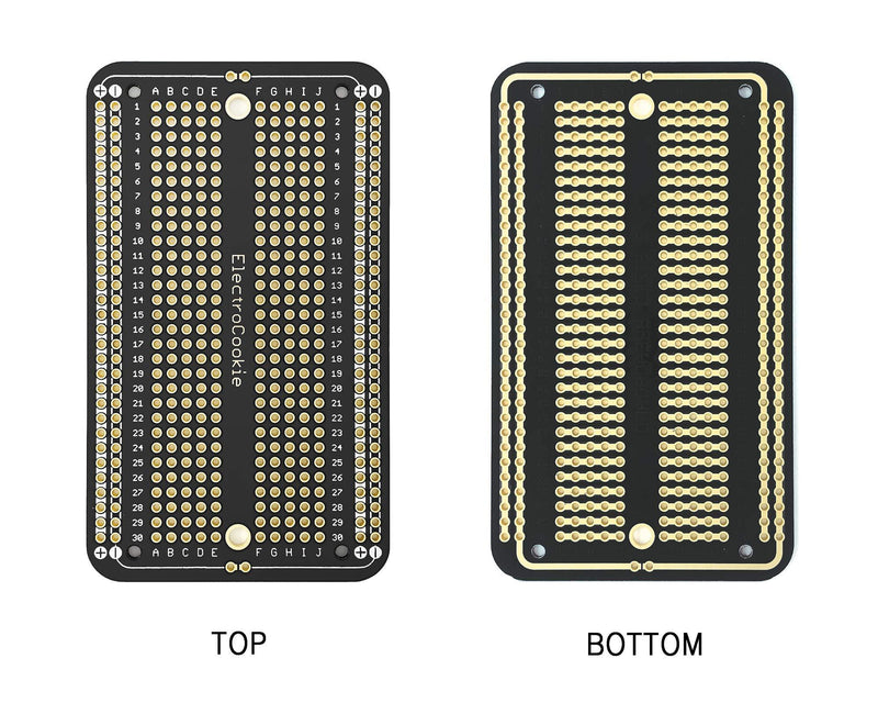 ElectroCookie Prototype PCB Solderable Breadboard for Electronics Projects Compatible for DIY Arduino Soldering Projects, Gold-Plated (5 Pack + 1 Mini Board, Matte Black) 2.Black