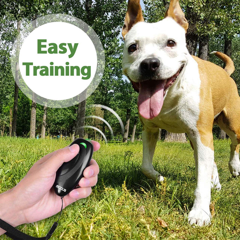 MODUS Ultrasonic Dog Barking Deterrent, 2-in-1 Dog Training and Bark Control Device, Anti-Barking Device, Control Range of 16.4 Ft, Battery Included, LED Indicate, Indoor and Outdoor Black