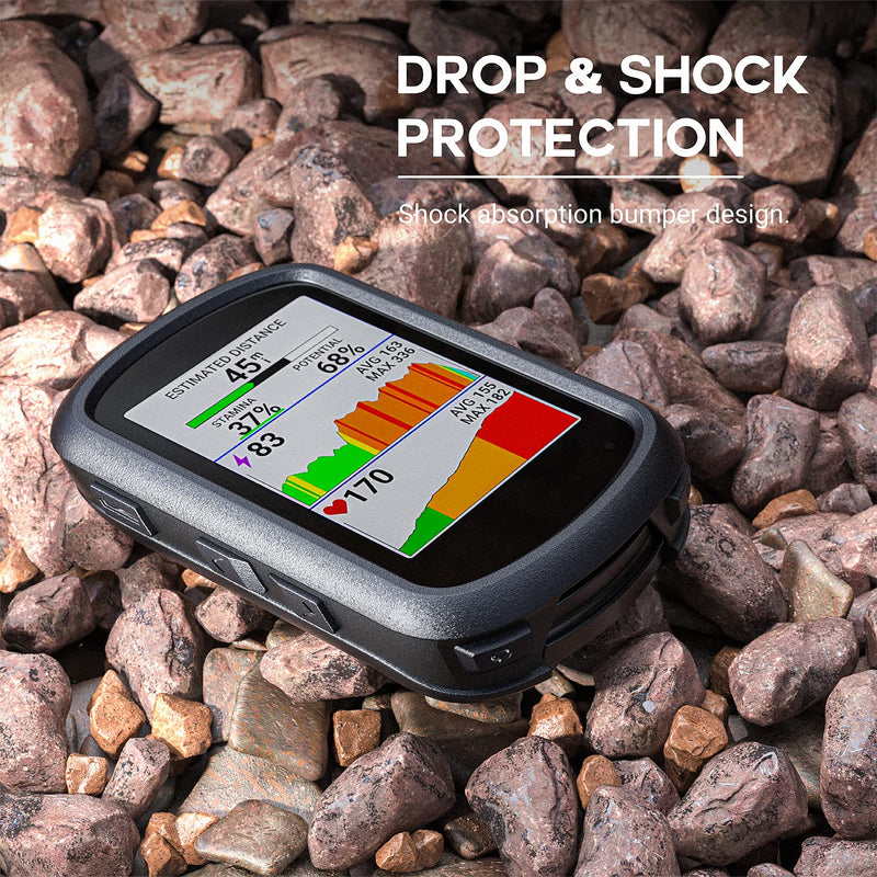 TUSITA Silicone Case Compatible with Garmin Edge 540 | 540 Solar | 840 | 840 Solar - Black