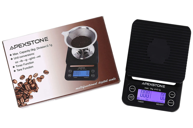 Apexstone Coffee Scale with Timer,Coffee Scale with Timer Small,Pour Over Coffee Scale Timer,Coffee Scales with Timer,Espresso Scale with Timer(Batteries Included)