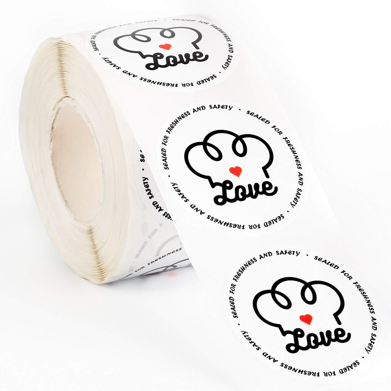 Food Delivery Sealing Stickers Roll, Sealed for Freshness and Safety Labels for Food Service, Love Sticker, Catering Business, and Bakery Packaging ect. (500pc/Roll) (2'', Love #1) 2''