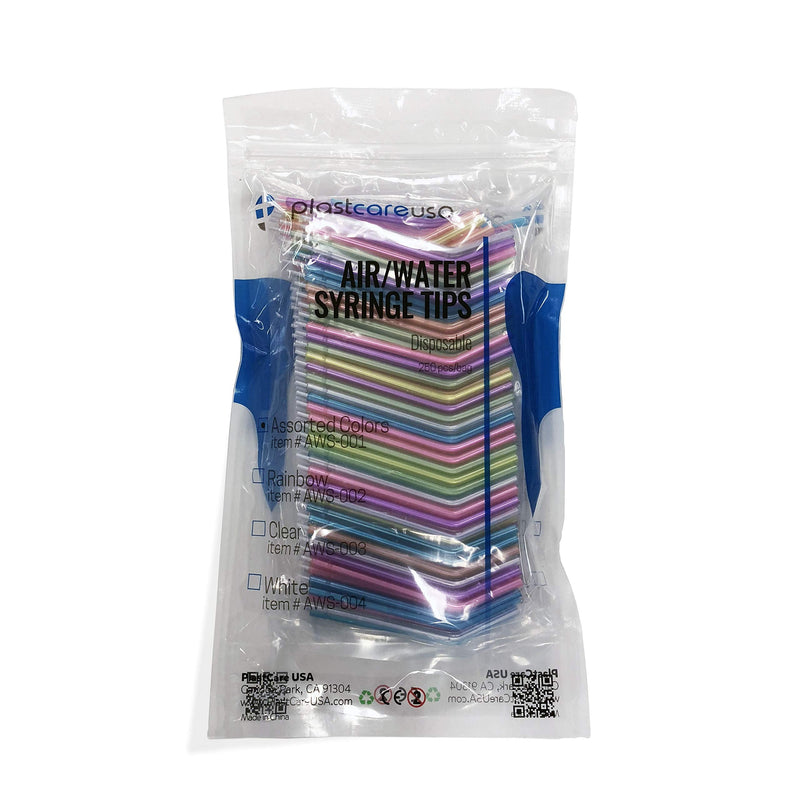 250 Rainbow Dental Air Water Syringe Tips, Disposable Spray Nozzles, 1 Bag