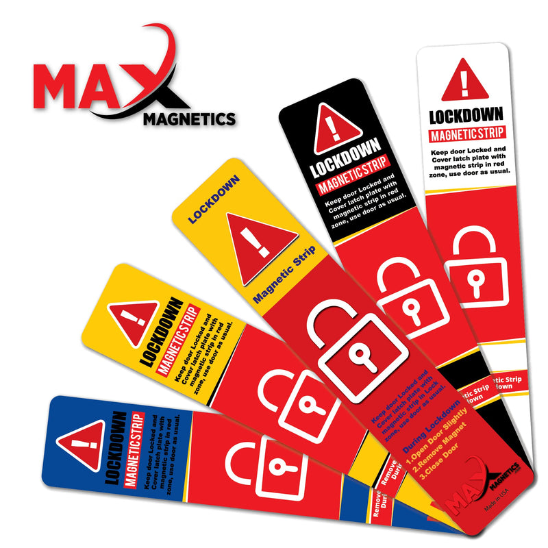 25 Pack Max magnetics Magnetic Lockdown Strips for Door Frames - High-Density Magnet Security Devices for School & Office - Strong Adhesion & PVC Top Layer, Smooth Opening & Closing