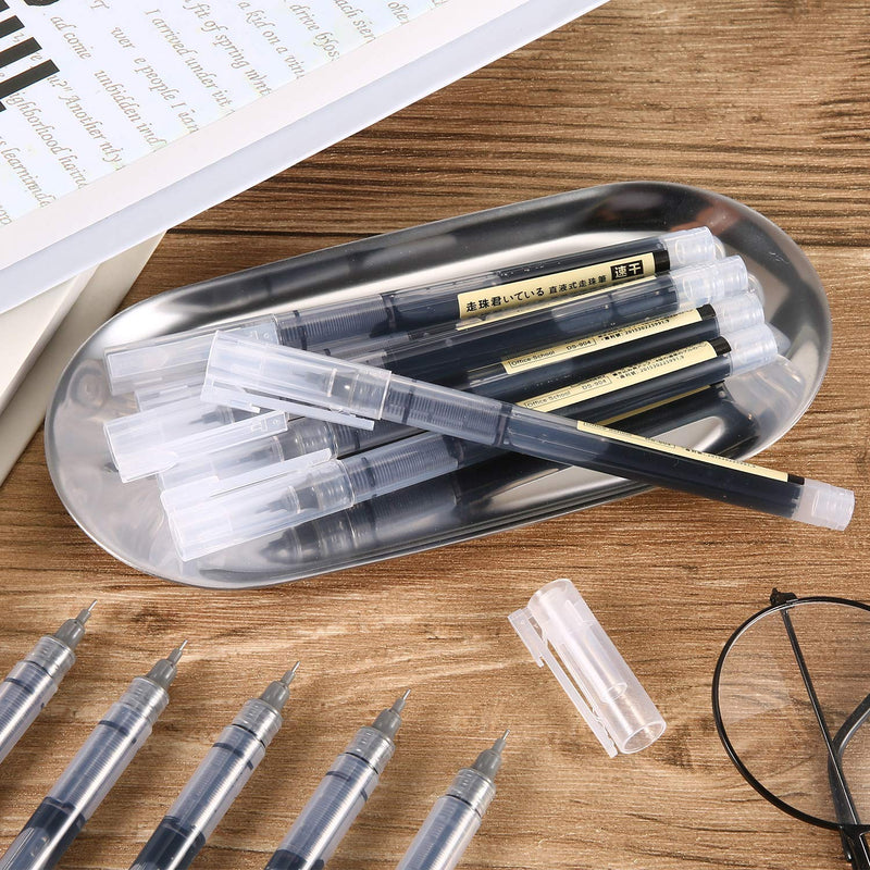 12 Pieces Rolling Ball Pens, Quick-Drying Ink 0.5 mm Extra Fine Point Pens Liquid Ink Pen Rollerball Pens (Black Ink)