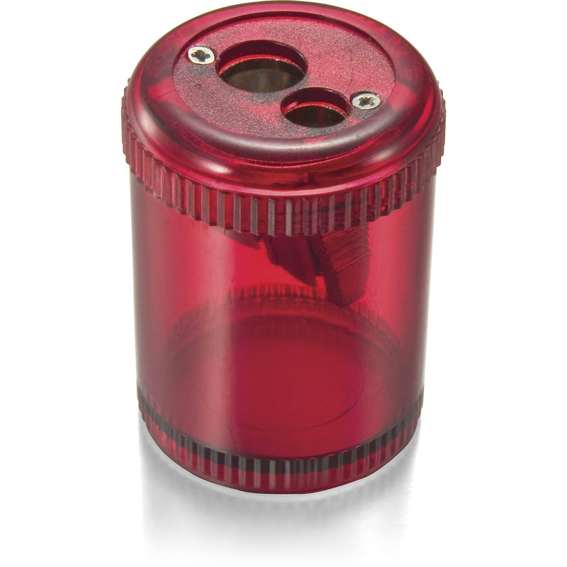 OIC Double Barrel Crayon Sharpener-8/BX Manual Pencil Sharpener, Translucent Red 8 Count