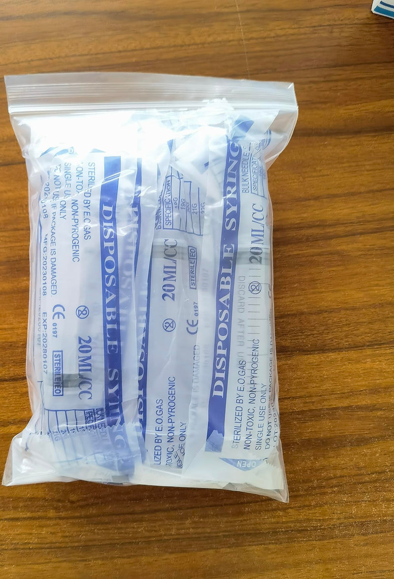 Gufastoe Pack of 10 20ml Sterile Syringes Without Needles with Cap for Small Pet Feeding Industrial Precision Application 10 Pieces Syringe 20ml
