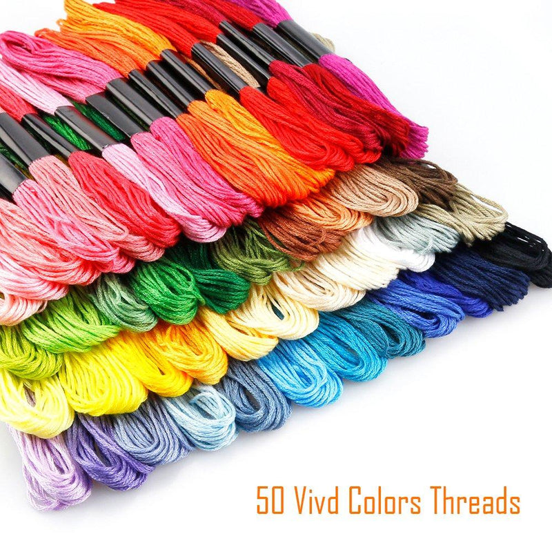 Caydo Embroidery Floss 50 Skeins, Friendship Bracelets String with 12 Pieces Floss Bobbins