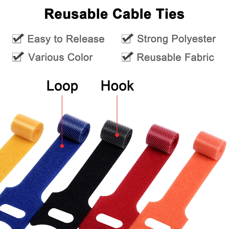 50 Pack 6 Inches Hook and Loop Cable Ties, Self-gripping Fastening Cord Strap by Wisdompro - Reusable, Durable Functional Ties to Keep Your Home, Office, Workspace from Tangled Messes of Cords 50 Pack, 6 Inch