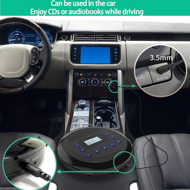 CD Player Portable, MONODEAL Rechargeable Portable CD Player with Built-in Speakers, Walkman CD Player for Car and Personal Use, Anti-Skip CD Player with Headphones