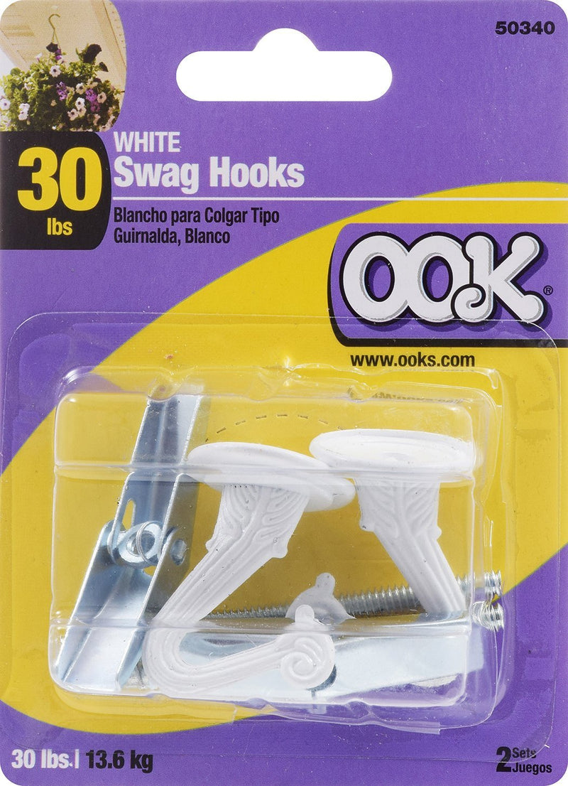 OOK 534516 50340 Swag Hooks, White 2-Pack