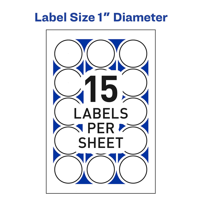 Avery 1" Round Stickers for Laser and Inkjet Printers, White, Non-Perforated, 600 Stickers (5247) Each