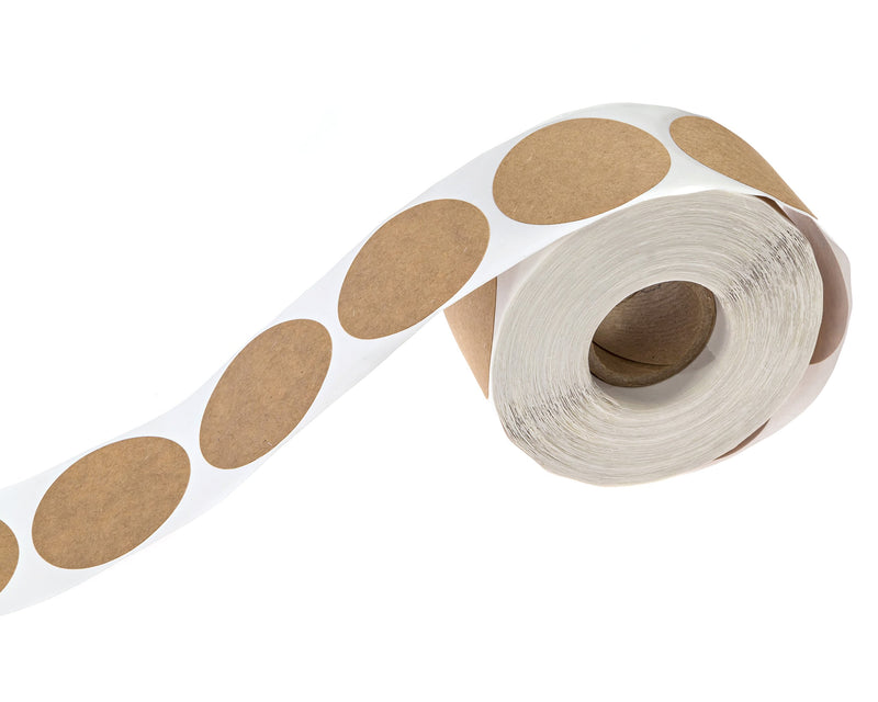 1.5" Natural Brown Kraft Stickers/500 Labels per Roll/Permanent Adhesive