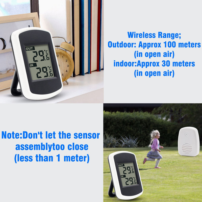 Ulable Digital Wireless Thermometer for Indoor and Outdoor Temperature Measurement, LCD, Environmental Tester
