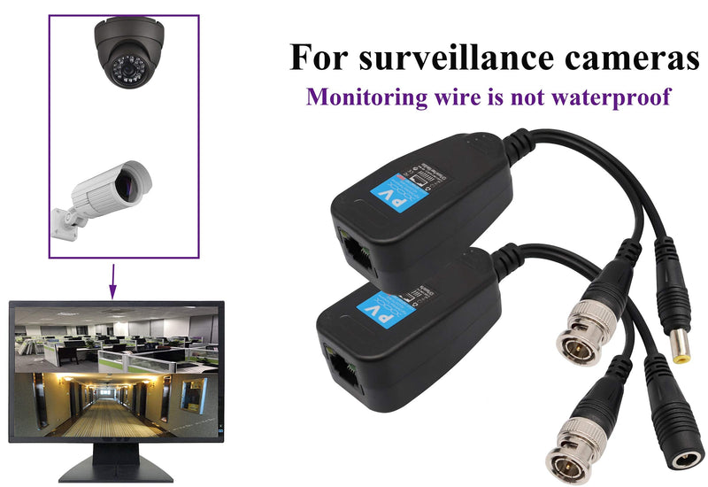 AAOTOKK Video Balun RJ45 to BNC Transceiver Transmitter HD-CVI/TVI/AHD/CVBS with DC Power Connector for 1080P 3MP 4MP 5MP 8MP CCTV Security DVR Surveillance Camera System (4Pairs) 4Pairs