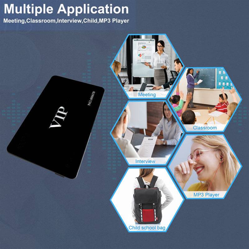 Voice Recorder Cards, 16GB Noise Canceling Voice Activated Recorder 40 Hours Battery Recording Time, External Memory Card, USB Files Transfer,Playback,MP3 Player