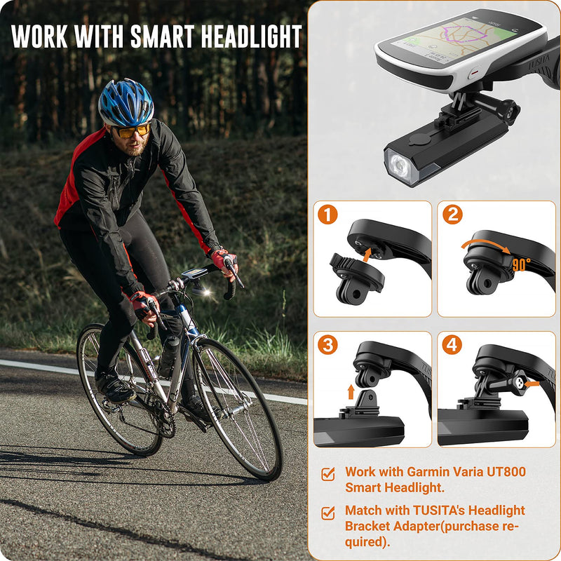 TUSITA Flush Out Front Mount and Quarter-Turn to Friction Flange Mount Adapter Compatible with Garmin Edge GPS Bike Computer, XOSS G/G+ - Cycling Handlebar 25.4mm 31.8mm Light Holder Camera Bracket