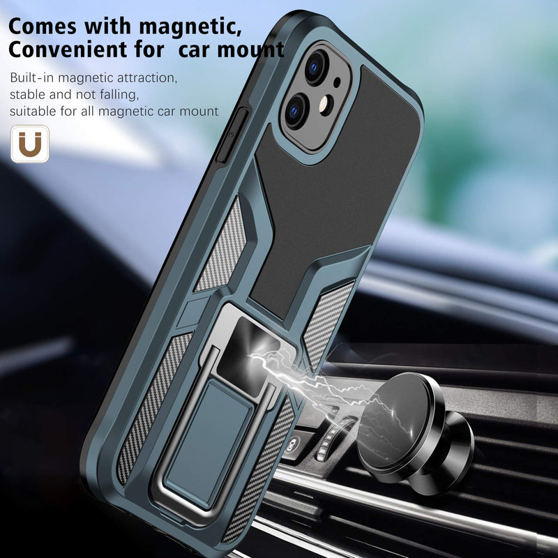 Yourong Designed for iPhone 11 Military-Grade Case with Kickstand, Shockproof Bumper Case for iPhone 11 6.1 (Cyan) Cyan