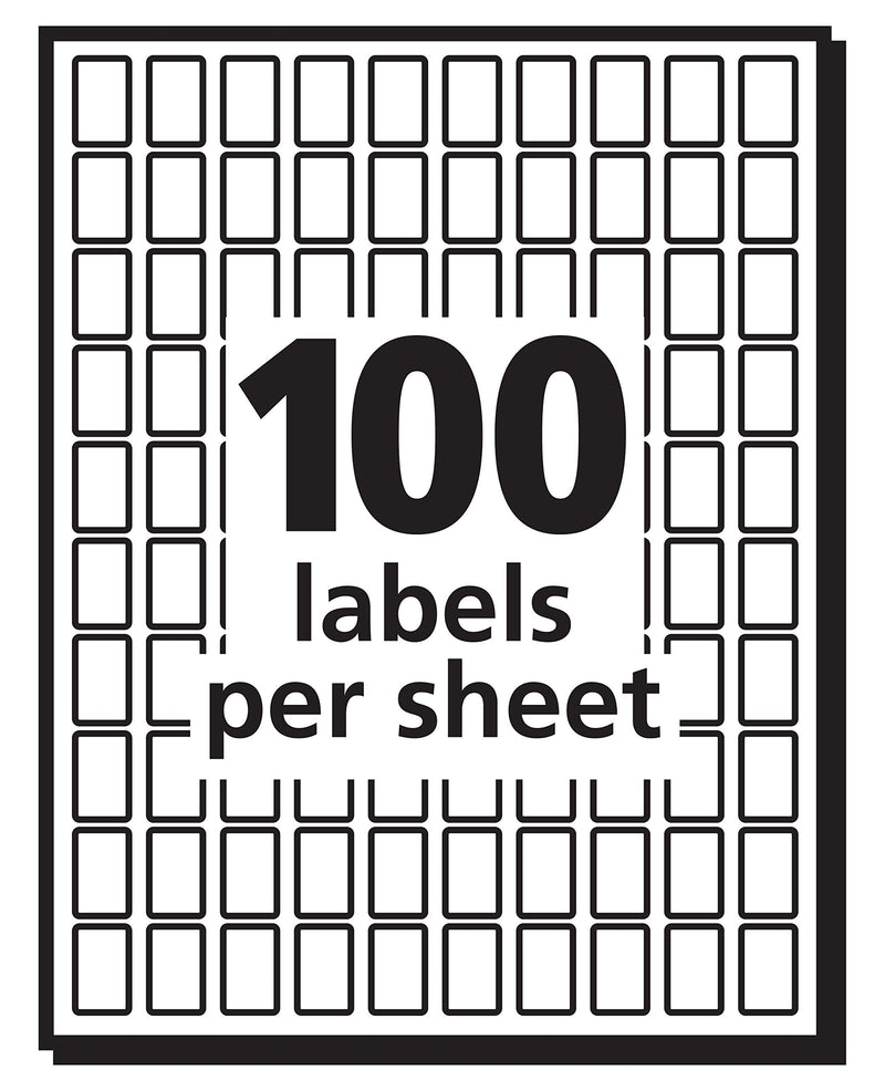 Avery Removable Rectangular Labels, 0.31 x 0.5 Inches, White, Pack of 1100 (5412)