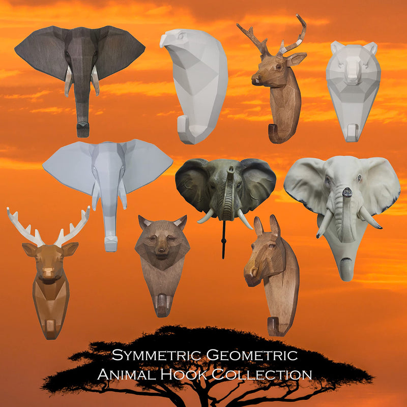 Comfy Hour Symmetric Geometric Animal Hook Collection Horse Head Single Coat Hook Clothes Rack Decorative Wall Hanger, 7-inch Polyresin
