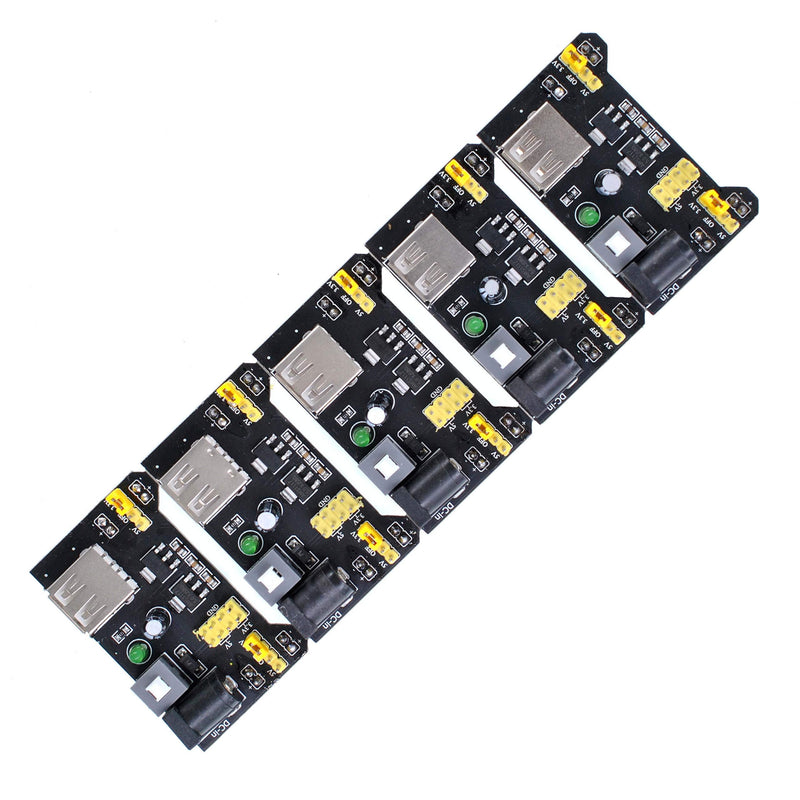 Oiyagai 5pcs Breadboard Power Supply Module 3.3V/5V for Arduino Board Solderless Breadboard