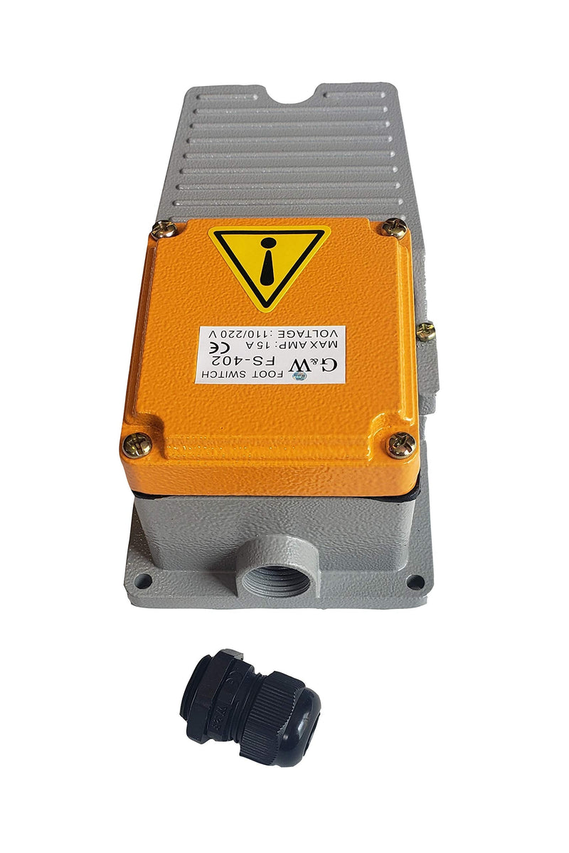 G&W Heavy Duty Foot Pedal Switch Momentary AC 15A SPDT NO NC Industrial Aluminum Body FSW-402
