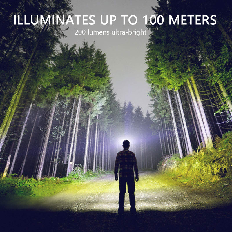 VEKKIA Ultra Bright LED Headlamp - 5 Lighting Modes, White & Red LEDs, Adjustable Strap, IPX6 Water Resistant. Great For Running, Camping, Hiking & More. Batteries Included