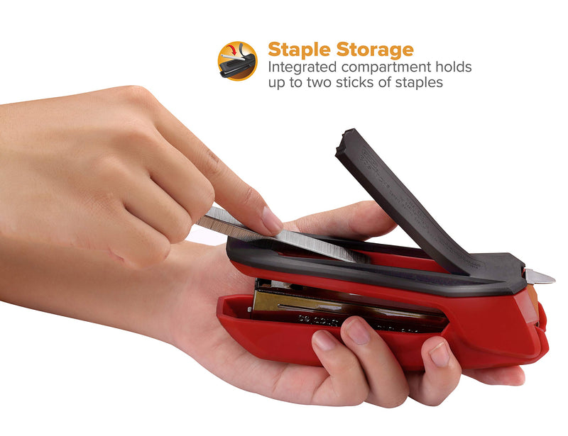 Bostitch Ascend 3 in 1 Stapler with Integrated Remover & Staple Storage Red