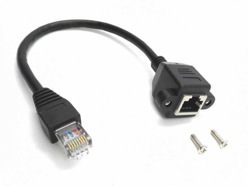 zdyCGTime 10inch Cat6e RJ45 M/F Shielded Ethernet Network Screw Panel Mount Extension Cable (10inch RJ45)