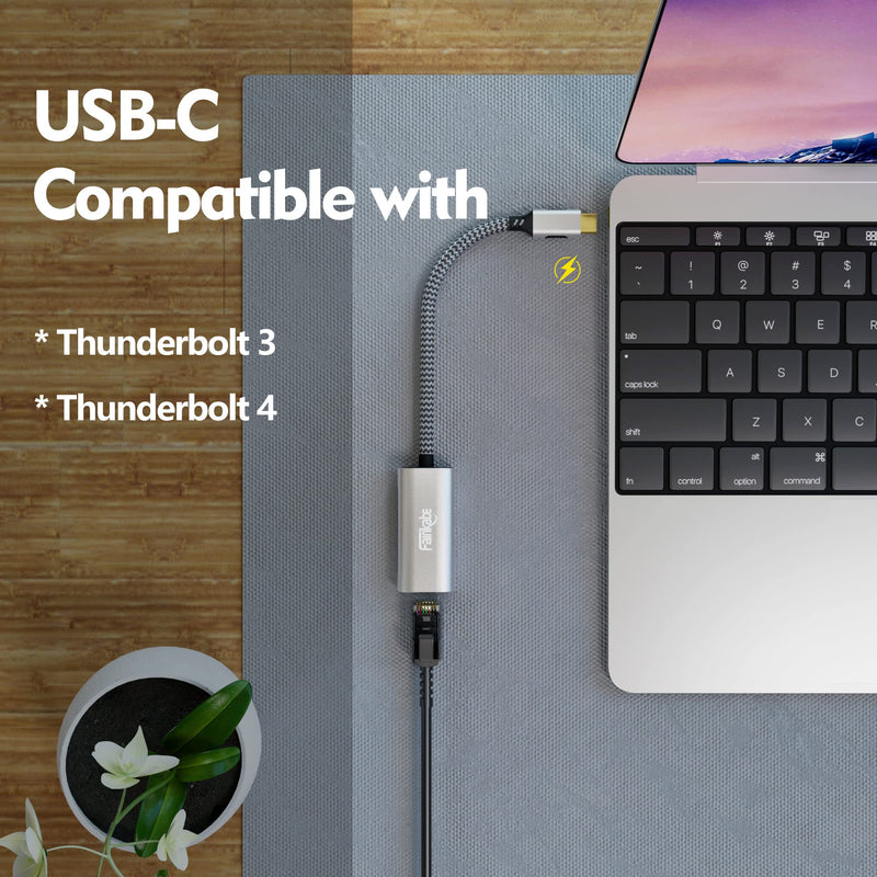 2.5G USB C to Ethernet Adapter, fairikabe USB Type C to LAN Network Adapter Gigabit Compatible with Thunderbolt 3, for Mac, MacBook Air, MacBook Pro, iPad Pro, iPad Air, Laptop, Computer