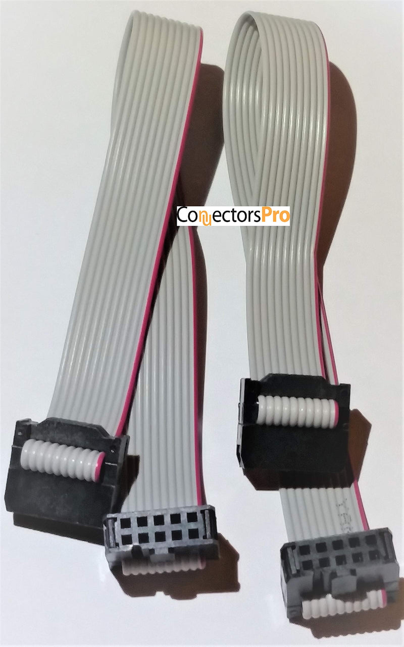 Connectors Pro IDC 2-Pack 20cm 8" Length 10 Pins 10P 2.54mm FC Dual Rows 0.1" Pitch Connectors Female Sockets on Silver Flat Ribbon Cable, Net Length is 7 inches 18cm F/F (10P-20cm-2PK) 10P-20cm-2PK