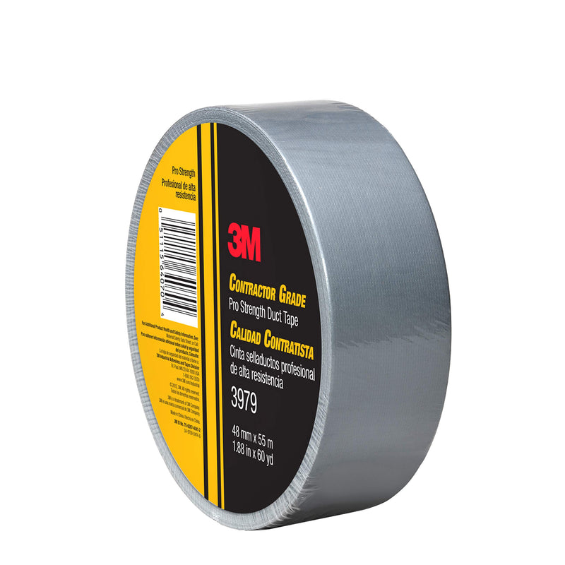 3M Contractor Grade Pro Strength Duct Tape 3979 Silver, 1.88 in x 60 yd – Industrial Multi-Use Professional Adhesive, 1 Pack 8.0 mil