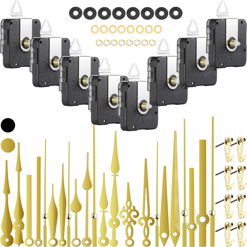 8 Pieces Long Shaft Clock Movement Mechanism Quartz Clock Movement with 8 Different Pairs of DIY Clock Hands Clock Repair Parts Replacement for Clock Repair Replacement