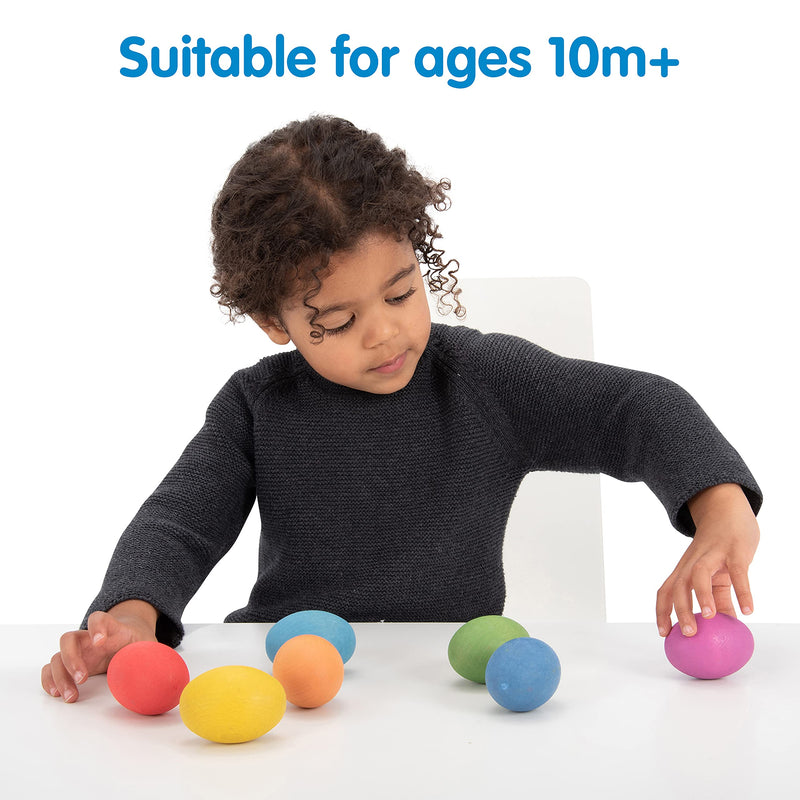 TickiT-74005 Rainbow Wooden Eggs - Set of 7 colors - Wooden Toys for Toddlers - For Ages 10m+ - Inspire Curiosity With Wooden Loose Parts Play
