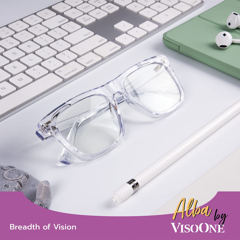 Square Blue Light Blocking Glasses Wrap Lightweight Oversized Game Read Computer Multi Colors Frame Women Men Alba Clear