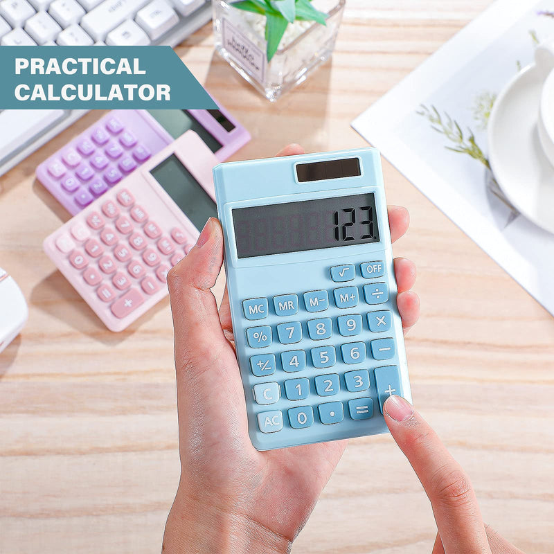 3 Pieces Mini Calculator Pocket Size Calculator Electric Digital Desktop Calculator with 8-Digit LCD Display