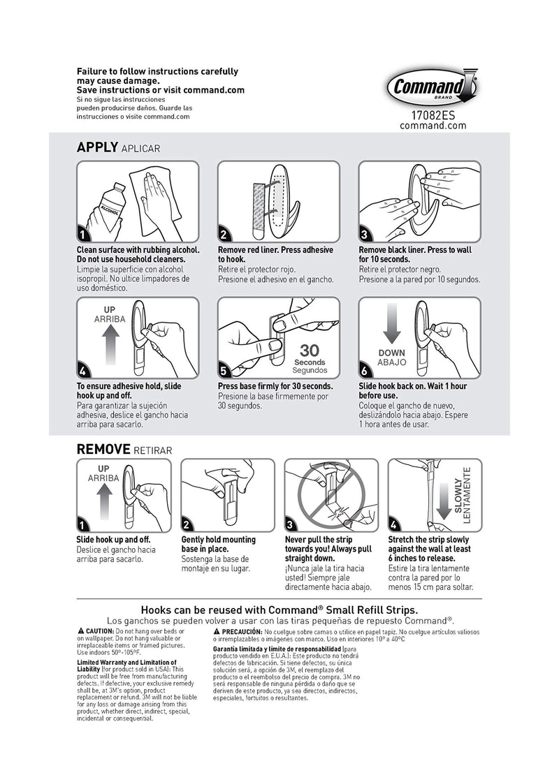 Command Small Designer Hooks, White, 8-Hooks, 16-Strips, Organize Damage-Free 8 Hooks