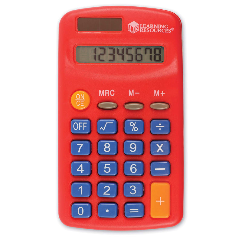 Learning Resources Rainbow Calculators, Basic Solar Powered Calculators, Teacher Set of 10 Calculators, Ages 3+