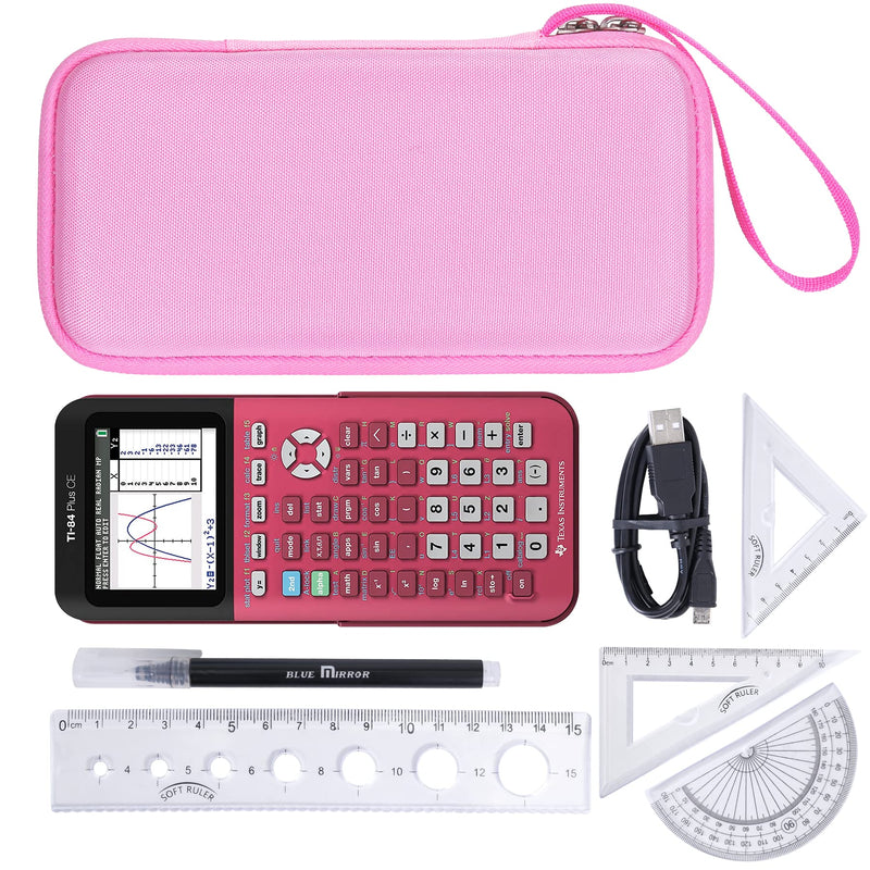 Khanka Hard Travel Case Replacement for Texas Instruments TI-83 Plus/TI-84 Plus/TI-84 Plus CE Color Graphing Calculator, Case Only (Positively Pink)