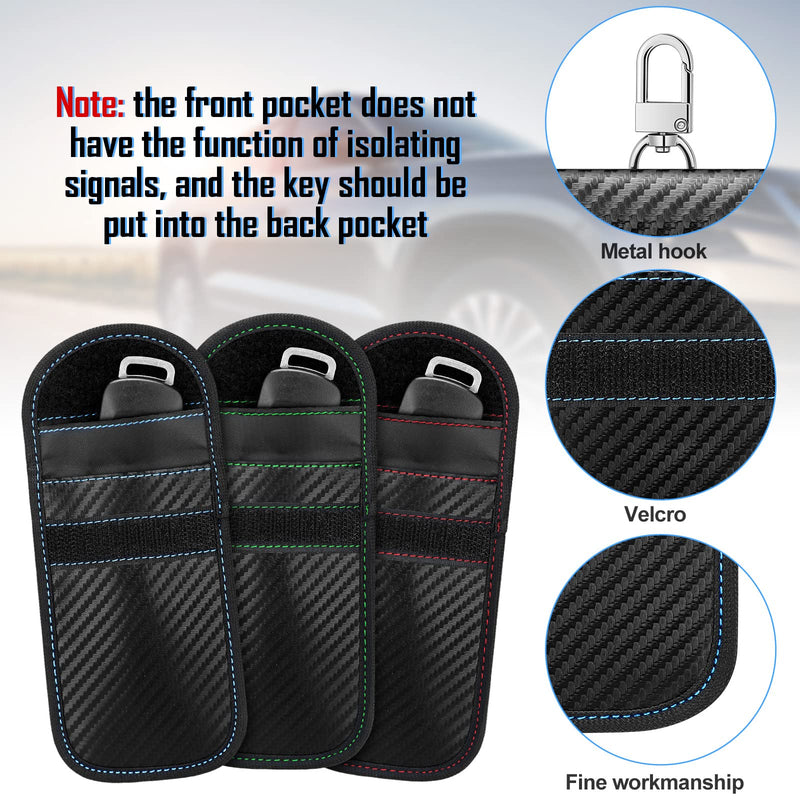 6 Pieces Faraday Key Fob Protector Car Security Key Fob Case Mini Faraday Pouch for Key Fob Anti Theft Signal RFID Blocker Protection Blocking Pouch, Red, Green and Blue