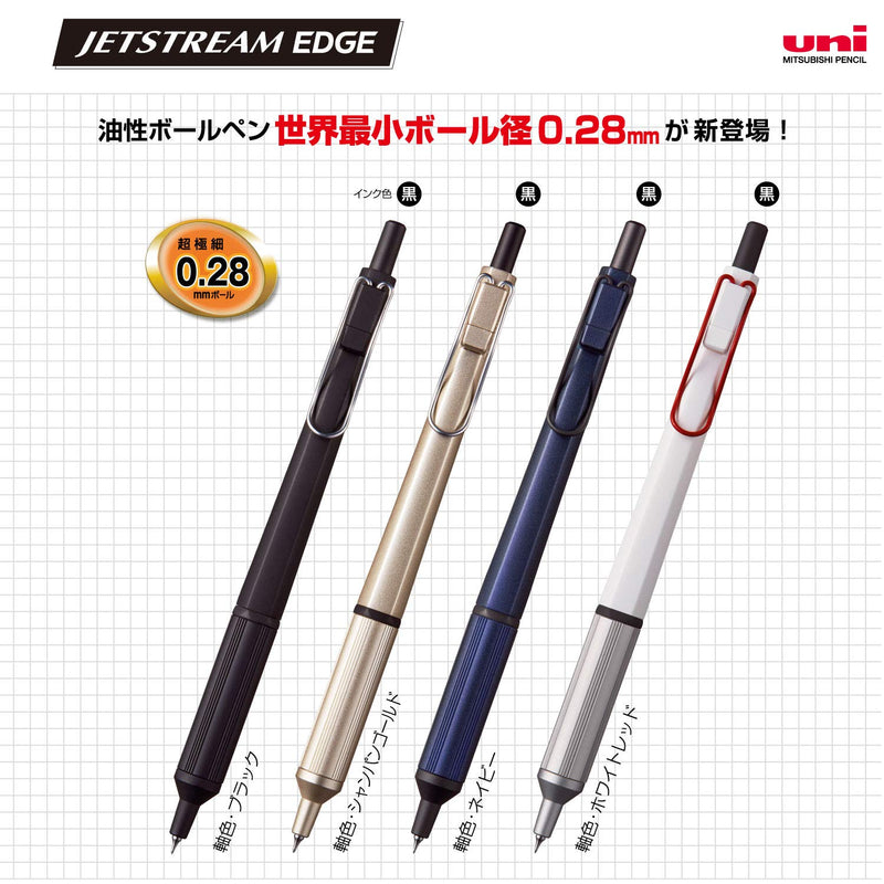 Uni Jetstream EDGE 0.28mm Oil-based Ballpoint Pen, Champagne Gold Body (SXN100328.25)