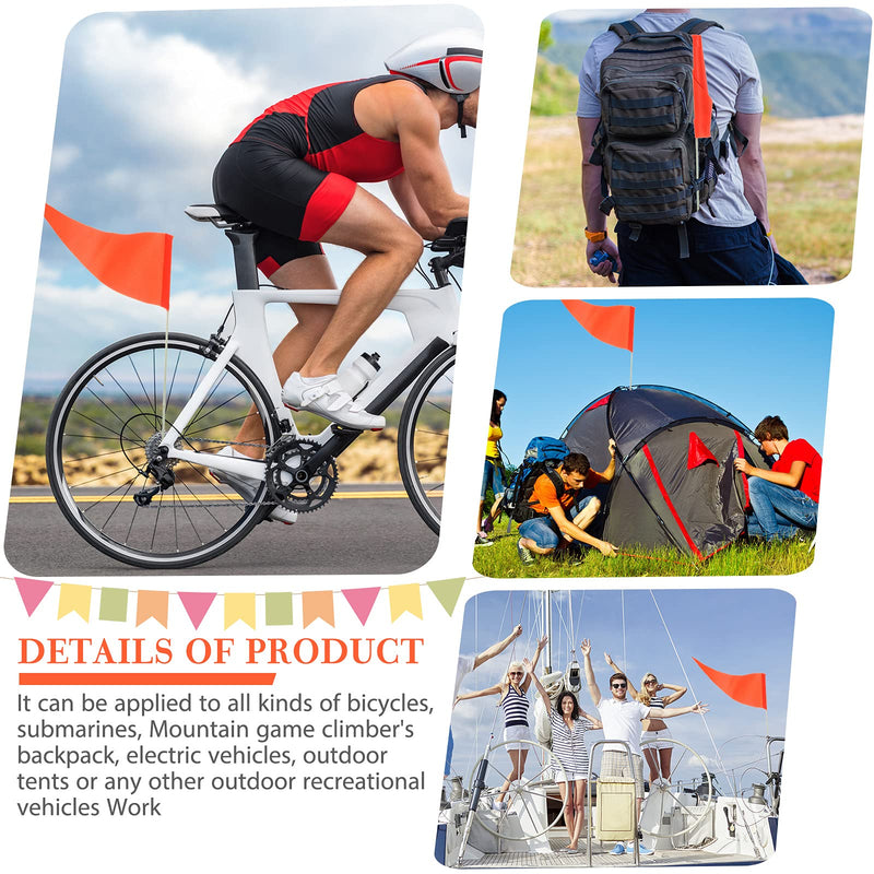 2 Pieces Replacement Safety Flag Pennant High Visibility Bike Safety Flag with Pole Tear-resistant Waterproof Bicycle Safety Flag for Children's Bicycle Electric Car Outdoor Tent (Orange) Orange