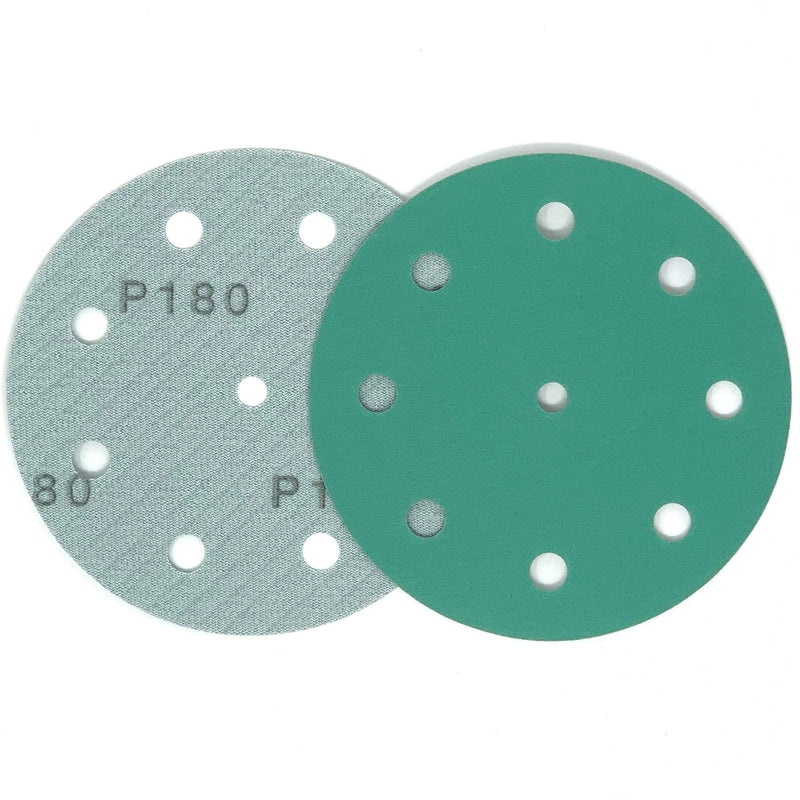 Serious Grit 5-Inch 9-Hole, 180 Grit Sanding Discs - Premium Hook and Loop Heavy Duty Sandpaper for Random Orbital Sanders - 50 PACK BOX
