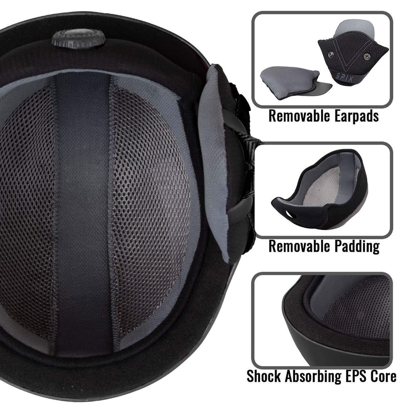 SPIX Ski Helmet Snowboard Helmet - ASTM Safety Certified Size Adjustable for Adults Youth Men and Women Matte Black S(19.3â€-21.3â€/49-54cm)