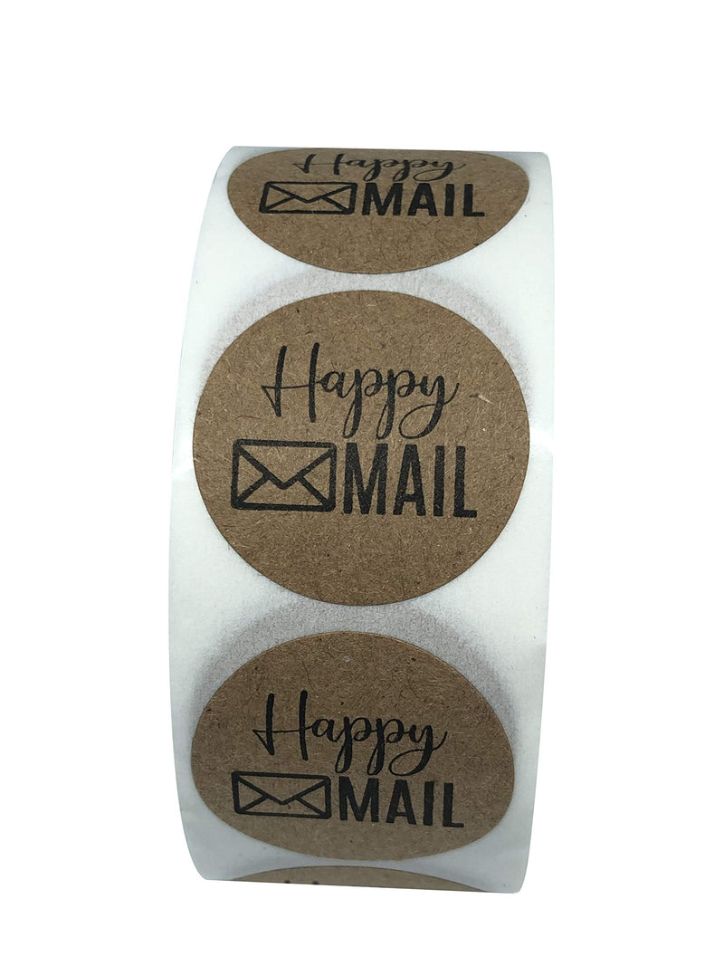 1 inch Round Kraft Happy Mail Stickers Envelope Seals Stickers for Small Business 500 Adhesive Labels