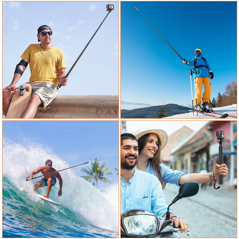 VRIG TP-13,131cm(51inch) Invisible Selfie Stick for Insta360 ONE X3, X2, X, Insta360 ONE R, RS, Insta 360 Camera 1/4" Extended Monopod Pole