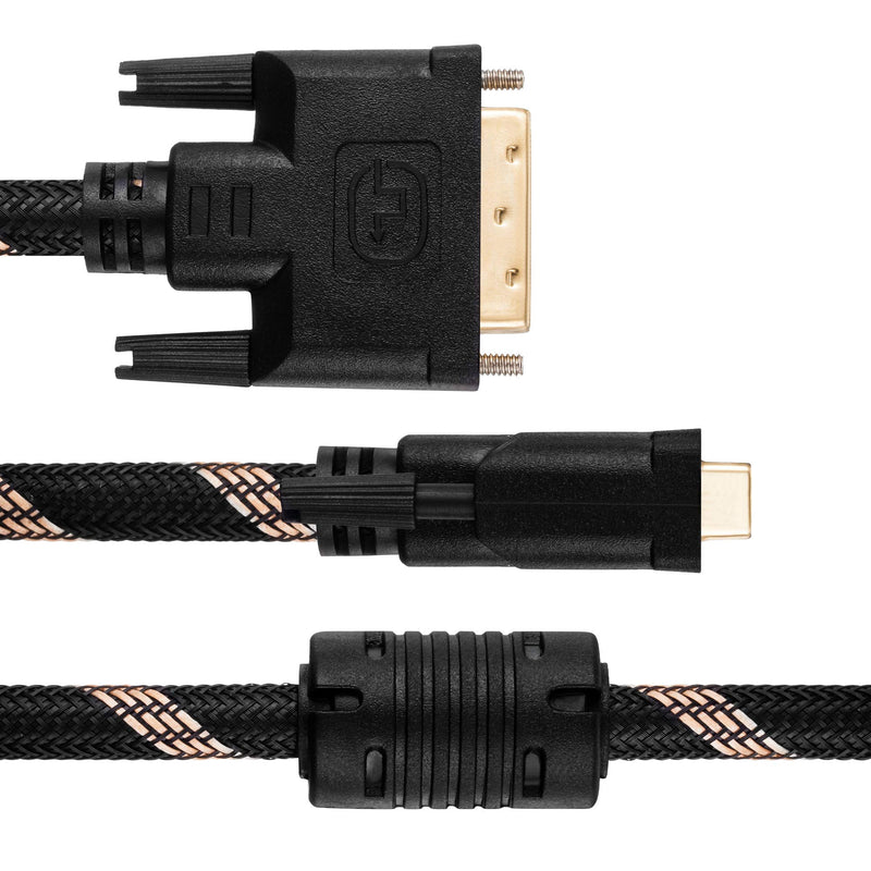 DVI Dual Link Cable 1.8M,Nylon Braided DVI-D 24+1 Dual Link Male to Male Digital Video Cable Gold Plated with Ferrite Core Support 2560x1600 for Gaming, DVD, Laptop, HDTV and Projector(6 Ft/1.8M) 6 Ft/1.8M