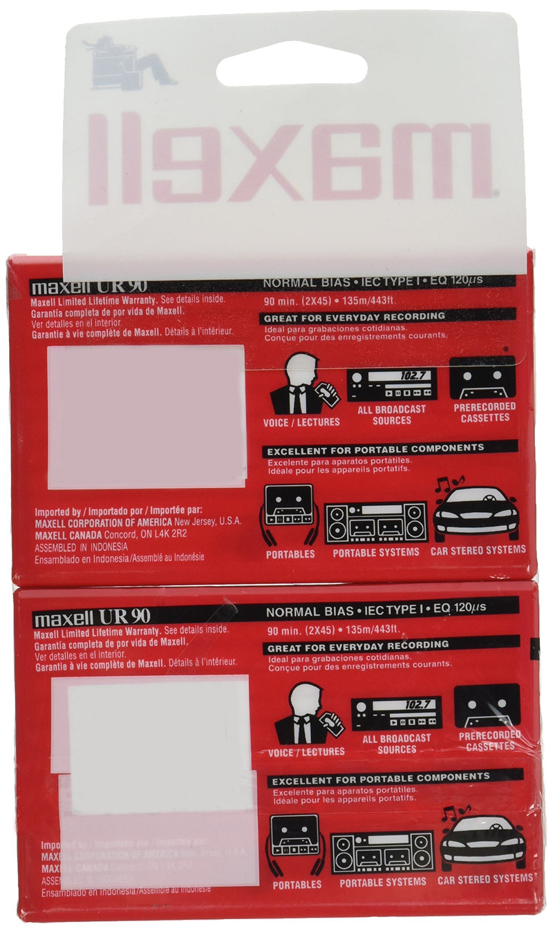 Maxell 108527 Optimally Designed Flat Packs with Low Noise Surface 90 Min Recording Time Per Cassette (2 pack)