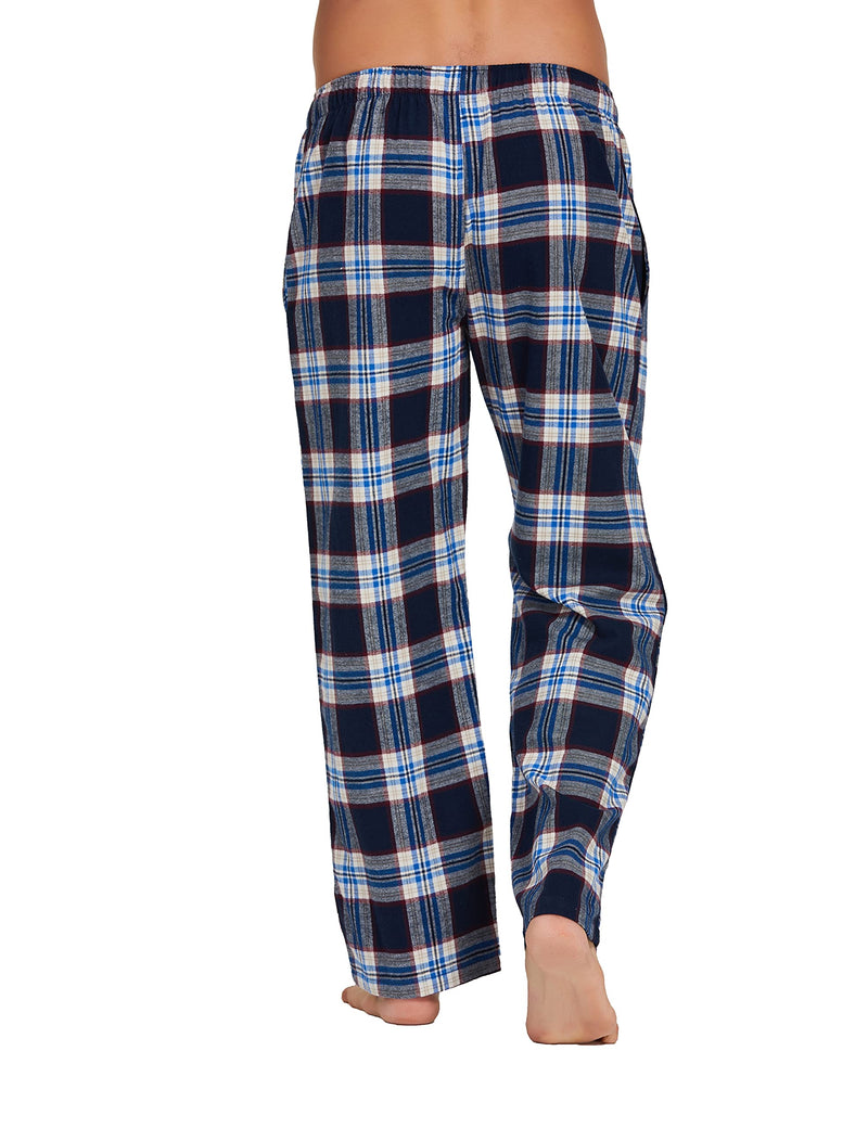 YINC Men's 100% Cotton Super Soft Flannel Pajama Pants Medium Navy White Tartan