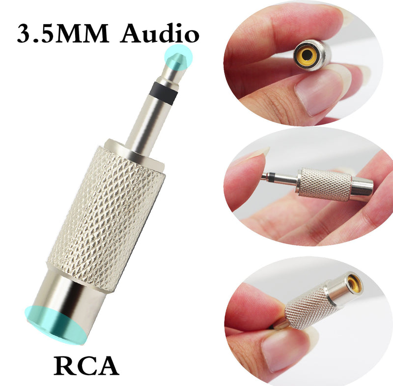 zdyCGTime RCA to 3.5MM Audio TS Adapter 3.5mm 1/8" Mono Plug Male to RCA Female Jack Adaptor Connectorï¼ˆSilver (2 Packs, 2-Pole) 2 Packs, 2-Pole